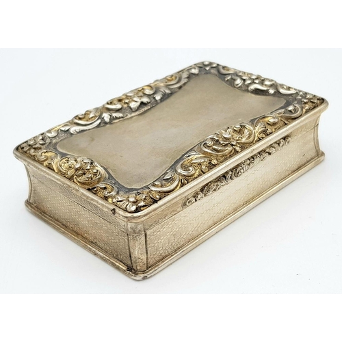 557 - A Silver Table Snuff Box by Edward Smith. Hallmarks for Birmingham, 1842. 9cm length x 5.8cm width x... 