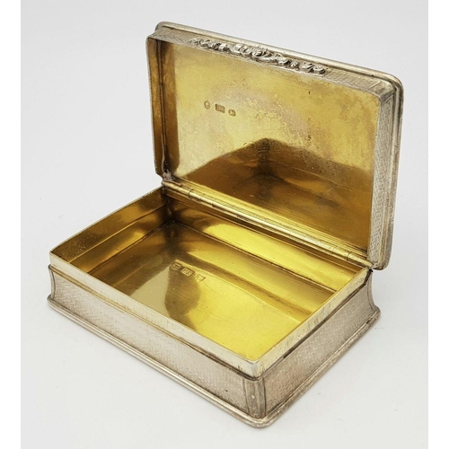 557 - A Silver Table Snuff Box by Edward Smith. Hallmarks for Birmingham, 1842. 9cm length x 5.8cm width x... 