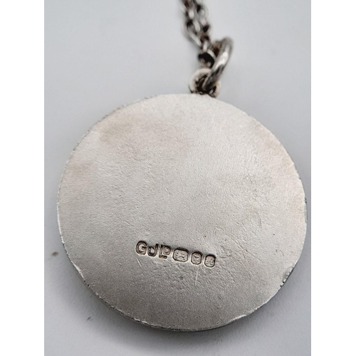 577 - A Relief Detailed, Hallmarked 1975 Silver St.Christopher Pendant Necklace by the Renown Georg Jensen... 