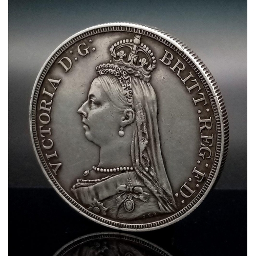 696 - A Fine Condition 1887 Dated Queen Victoria Silver Crown. 28.33 Grams. Graded on the Sheldon Scale.