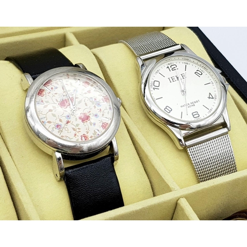 717 - A Ten watch Display Box with Ten  Dress and Fashion Watches Comprising; 1) A Unisex Timex Expedition... 