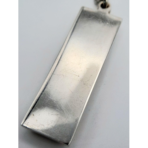 724 - A Heavy, Bevel Edged, 1977 Hallmarked Silver Ingot Necklace (Jubilee Year)- 41cm Length Sterling Sil... 