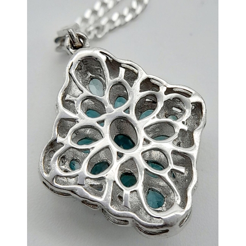 948 - A Blue and White Topaz Set Pendant Necklace. 46cm Length. Pendant Measures 1.8cm Width. Gross Weight... 