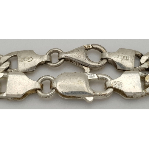 954 - Two Attractive Solid Silver 925 Curb Chain Bracelets, Total weight: 25.4 grams, 19cm and 20.5cm. Bot... 