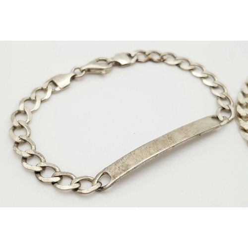 954 - Two Attractive Solid Silver 925 Curb Chain Bracelets, Total weight: 25.4 grams, 19cm and 20.5cm. Bot... 