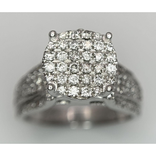 155 - A 14K WHITE GOLD FANCY DIAMOND RING. 1CTW, 6G, SIZE J. Ref: TAN 7003