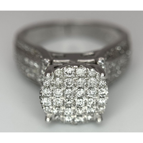 155 - A 14K WHITE GOLD FANCY DIAMOND RING. 1CTW, 6G, SIZE J. Ref: TAN 7003