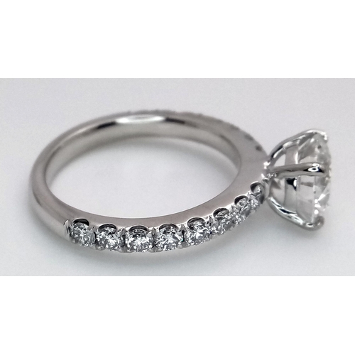 20 - A PLATINUM LAB GROWN DIAMOND SOLITAIRE RING WITH LAB GROWN DIAMOND SHOULDERS. 2.05CT, COLOUR F, CLAR... 