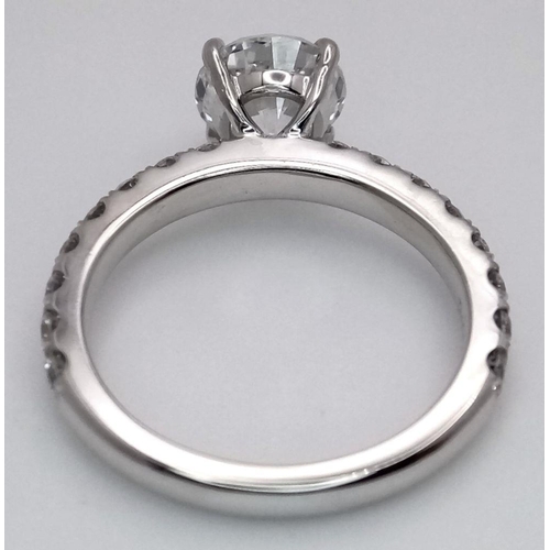 20 - A PLATINUM LAB GROWN DIAMOND SOLITAIRE RING WITH LAB GROWN DIAMOND SHOULDERS. 2.05CT, COLOUR F, CLAR... 