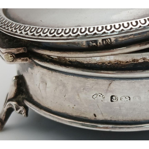 224 - Antique SILVER RING/TRINKET BOX. Hallmark for Adie Bros, Birmingham 1925. Circular shape with Gadroo... 