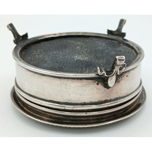 224 - Antique SILVER RING/TRINKET BOX. Hallmark for Adie Bros, Birmingham 1925. Circular shape with Gadroo... 