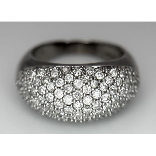 226 - A STUNNING WHITE GOLD 9K GOLD DIAMOND PAVE DRESS RING - 2 CTW (APPROX) OF BRIGHT CUT DIAMONDS. HEAVY... 