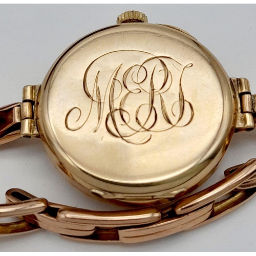 233 - A SUPERB EDWARDIAN 9K GOLD LADIES WATCH. IN WORKING ORDER BUT BECAUSE OF AGE NO GUARENTEES. BOTH WAT... 