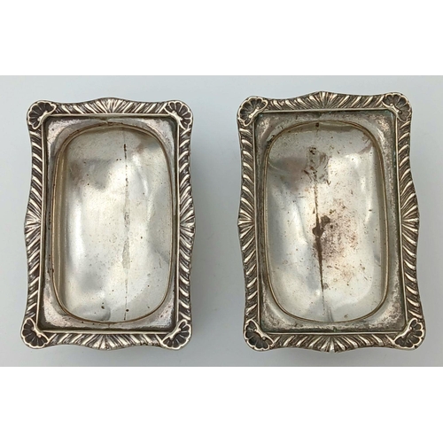 238 - An impressive pair of Antique SILVER SALT DISHES. Made by Henry Matthews in Birmingham 1912. Rectang... 