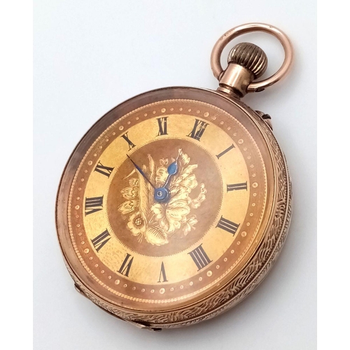 24 - A BEAUTIFULLY DECORATIVE 9K GOLD LADIES POCKET WATCH PRESENTED TO MISS CHARLOTTE COUTTS IN 1918 IN V... 