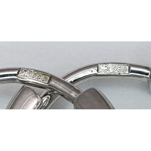 27 - A PAIR OF 14K WHITE GOLD DIAMOND SET PANTHER DROP EARRINGS. 10.5G TOTAL WEIGHT, 3.5cm LENGTH. Ref: T... 