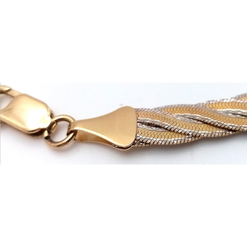 35 - Stunning 9 CARAT WHITE & YELLOW GOLD NECKLACE. Flat links skilfully entwined to create a beautiful s... 