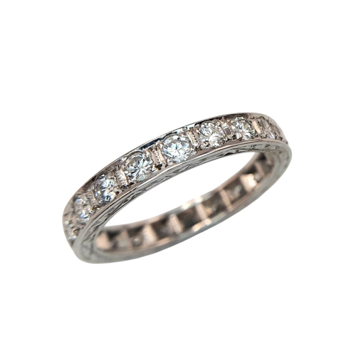 37 - AN 18K WHITE GOLD DIAMOND SET FULL ETERNITY RING. 0.90CTW, 3.3G, SIZE K 1/2. Ref: A/S 1173