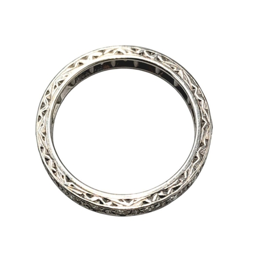 37 - AN 18K WHITE GOLD DIAMOND SET FULL ETERNITY RING. 0.90CTW, 3.3G, SIZE K 1/2. Ref: A/S 1173