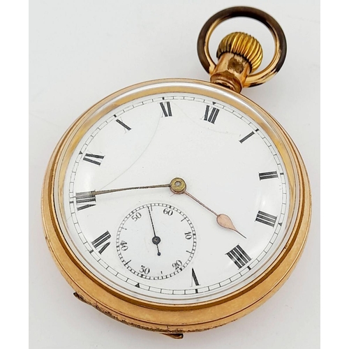 371 - Gentleman’s Vintage ROLLED GOLD POCKET WATCH. Top winding with Roman numerals. Having two Rolled Gol... 