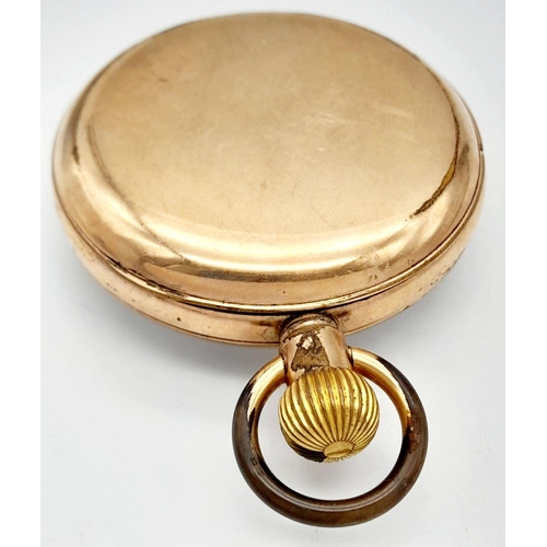 371 - Gentleman’s Vintage ROLLED GOLD POCKET WATCH. Top winding with Roman numerals. Having two Rolled Gol... 