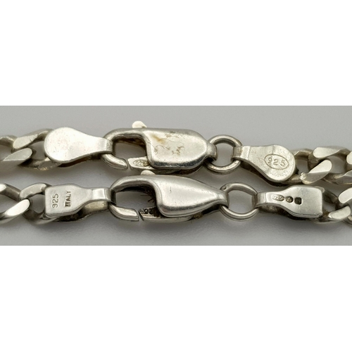 415 - Two Attractive Solid Silver 925 Curb Chain Necklaces, Total wright: 35.4 grams, 53 and 62 cm. Both i... 