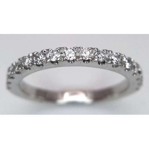 461 - AN 18K WHITE GOLD HALF SET BAND RING. 0.40CTW, 2.7G, SIZE L. Ref: SC 9046