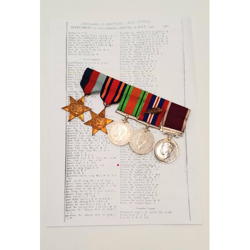 52 - A Mention in Despatches award for Dunkirk in a long service group of five medals to an officer of th... 