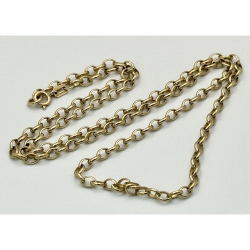 71 - A 48cms 9K GOLD BELCHER NECK CHAIN ,   8.3gms