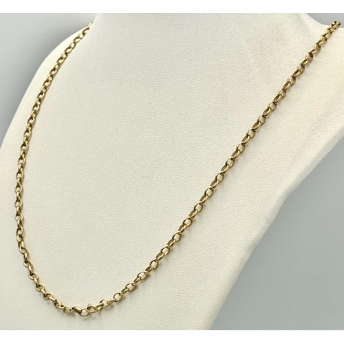 71 - A 48cms 9K GOLD BELCHER NECK CHAIN ,   8.3gms