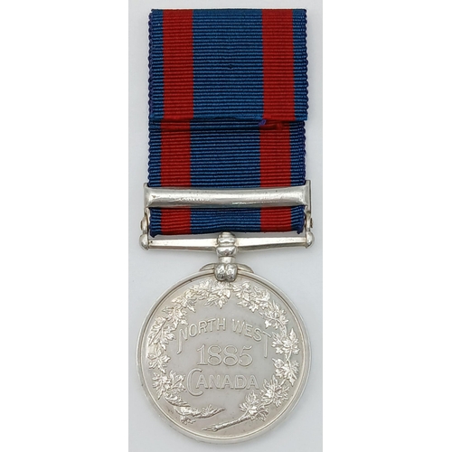 78 - A fine example of the North West Canada Medal 1885, with clasp ‘Saskatchewan’; named to: Pte J Prest... 