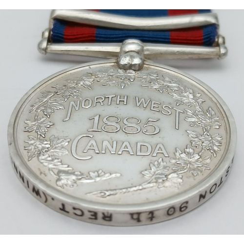 78 - A fine example of the North West Canada Medal 1885, with clasp ‘Saskatchewan’; named to: Pte J Prest... 