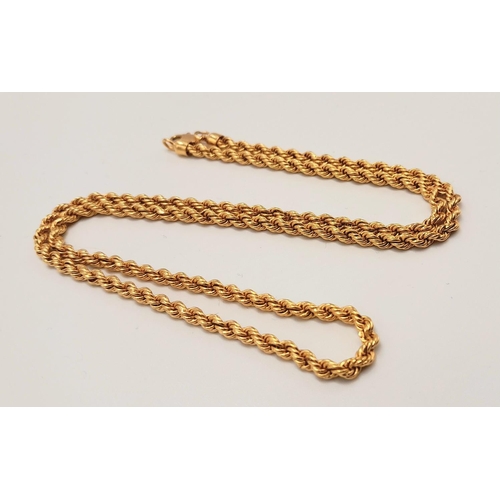 1 - A 46cms ROPE TWIST NECK CHAIN IN 18K GOLD IN AS NEW CONDITION.   9.8gms