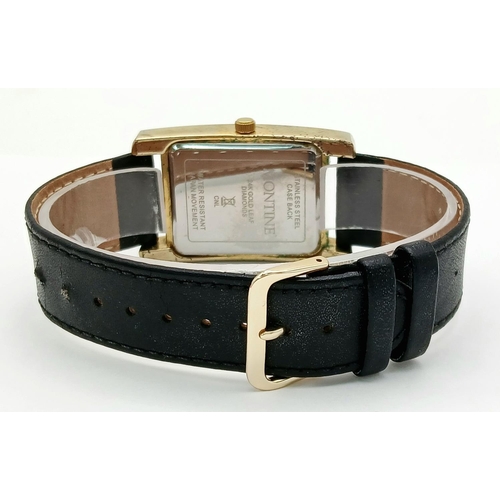 161 - Gentleman’s ‘MONTINE’ QUARTZ WRISTWATCH. Having large square face set with 24 Carat GOLD LEAF and DI... 