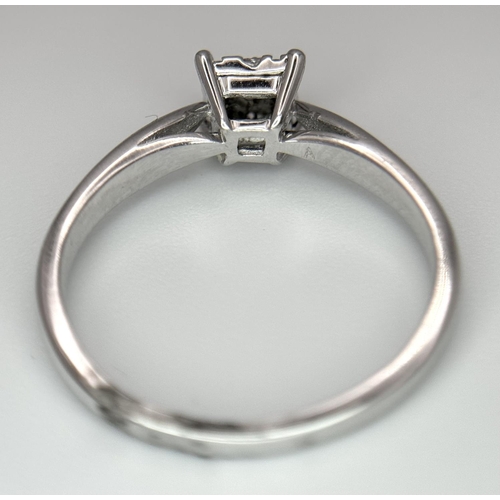 267 - A 18k white gold diamond square cluster ring, 0.15ct diamond weight, 3g total weight, size O. Ref: 2... 