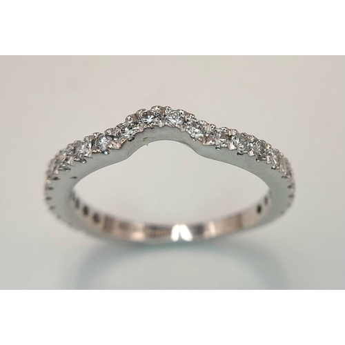 412 - AN 18K WHITE GOLD DIAMOND CURVED BAND RING 3/4 SET. 0.50CTW, 2.2G, SIZE L. Ref: SC 9045