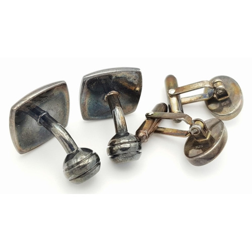 422 - Five Pairs of Solid Silver 925 Elegant Cufflinks, Total weight: 63 grams. All in very good condition... 