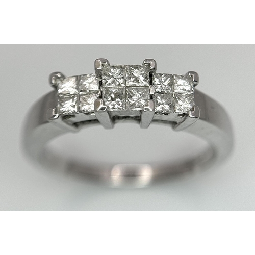 44 - AN 18K WHITE GOLD DIAMOND RING. 0.45CTW, 4.6G, SIZE P. Ref: JR 6 - 1