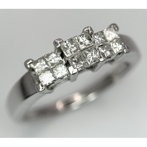 44 - AN 18K WHITE GOLD DIAMOND RING. 0.45CTW, 4.6G, SIZE P. Ref: JR 6 - 1