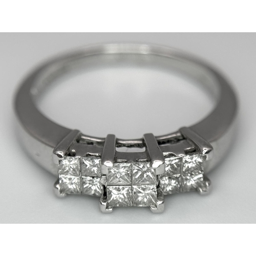 44 - AN 18K WHITE GOLD DIAMOND RING. 0.45CTW, 4.6G, SIZE P. Ref: JR 6 - 1