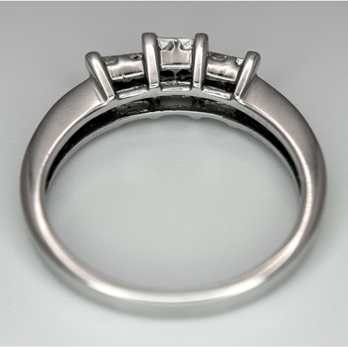 44 - AN 18K WHITE GOLD DIAMOND RING. 0.45CTW, 4.6G, SIZE P. Ref: JR 6 - 1