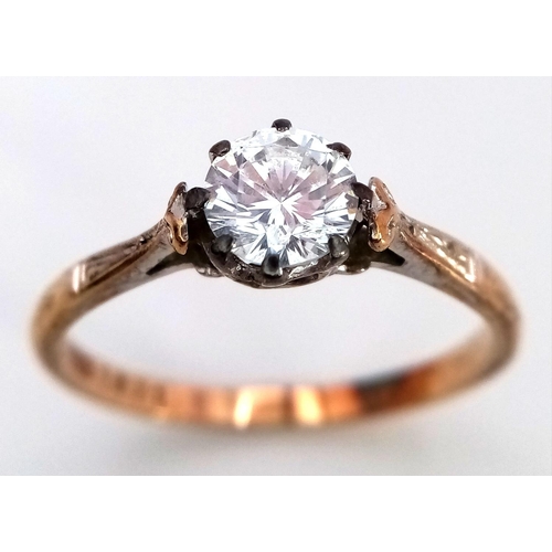 525 - An impressive 9 CARAT GOLD SOLITAIRE RING. Having a 0.5 (half Carat) Sparkling White Zirconia Solita... 