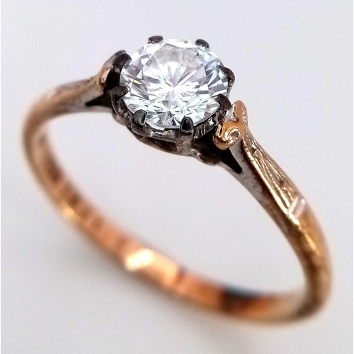 525 - An impressive 9 CARAT GOLD SOLITAIRE RING. Having a 0.5 (half Carat) Sparkling White Zirconia Solita... 