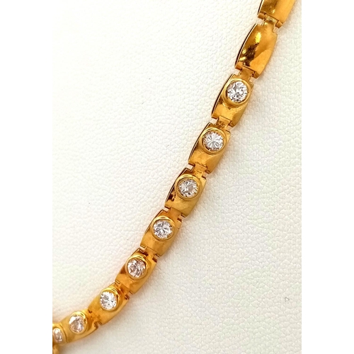 9 - A 18K YELLOW GOLD DIAMOND & SAPPHIRE COLLAR NECKLACE 17.8G , 44CM IN LENGTH. Ref: JB 7007