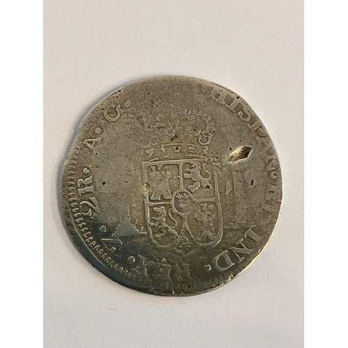 413 - 1817 FERDINAND SILVER VII  8 REALES COIN. Fair/fine condition. Rare Zacatecas Royalist Mint with irr... 