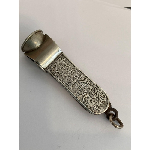 574 - Antique SILVER CIGAR/ CIGARILLO CUTTER. Pocket size with hallmark and makers Initials ‘F.S.’ Beautif... 