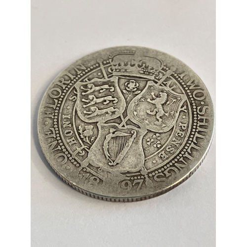 854 - 1897 ONE FLORIN/TWO SHILLING COIN. Queen Victoria Diamond Jubilee vintage. Fine condition, please se... 