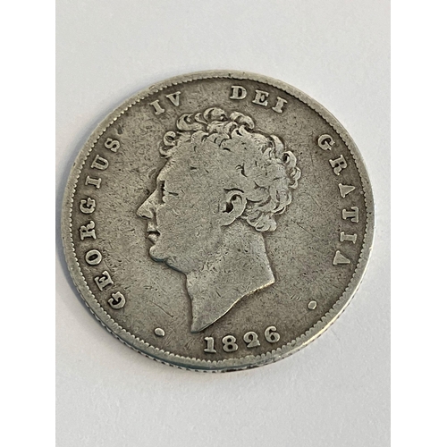 994 - 1826 GEORGE IV SILVER SHILLING. Condition fine/ very fine. Please see pictures.