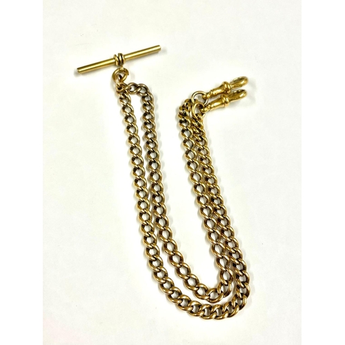 1296 - A Vintage yellow metal double Albert watch chain. 46cm in length