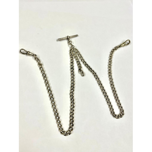 1317 - An antique silver double Albert watch chain . 19 inch , 27g